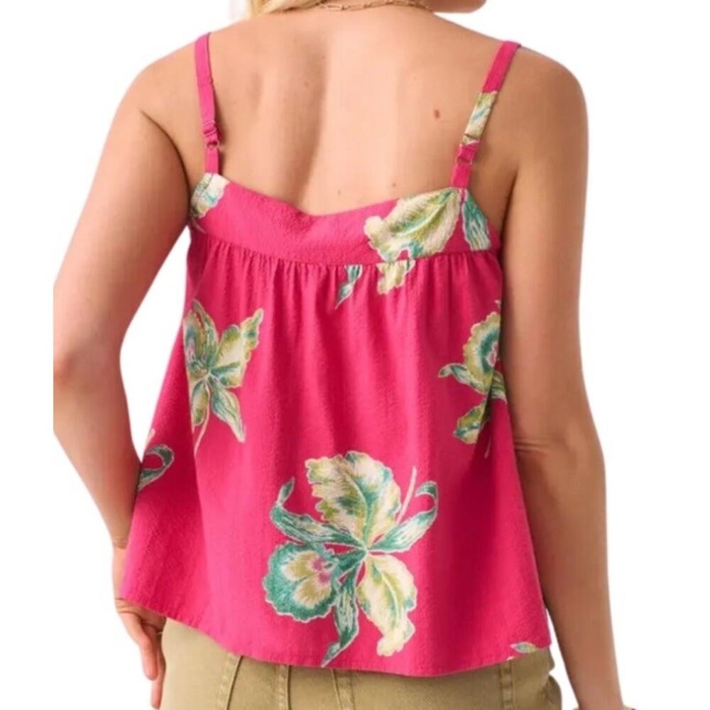Faherty Marina Seersucker Pink/Red Tropical Floral Square Neck Preppy Summer Top - Picture 12 of 12